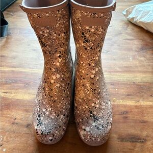 Hunter Women's Speckled Rain Boots - Pink and Black